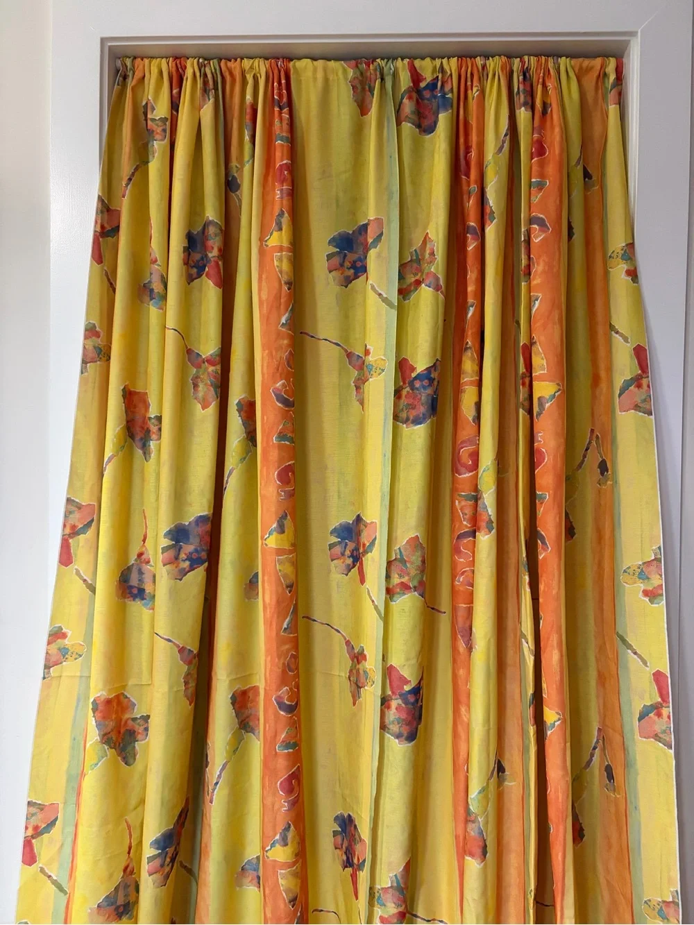 Hand-Sewn Watercolor Floral Single Panel Curtain — Unhemmed - Picture 1 of 12